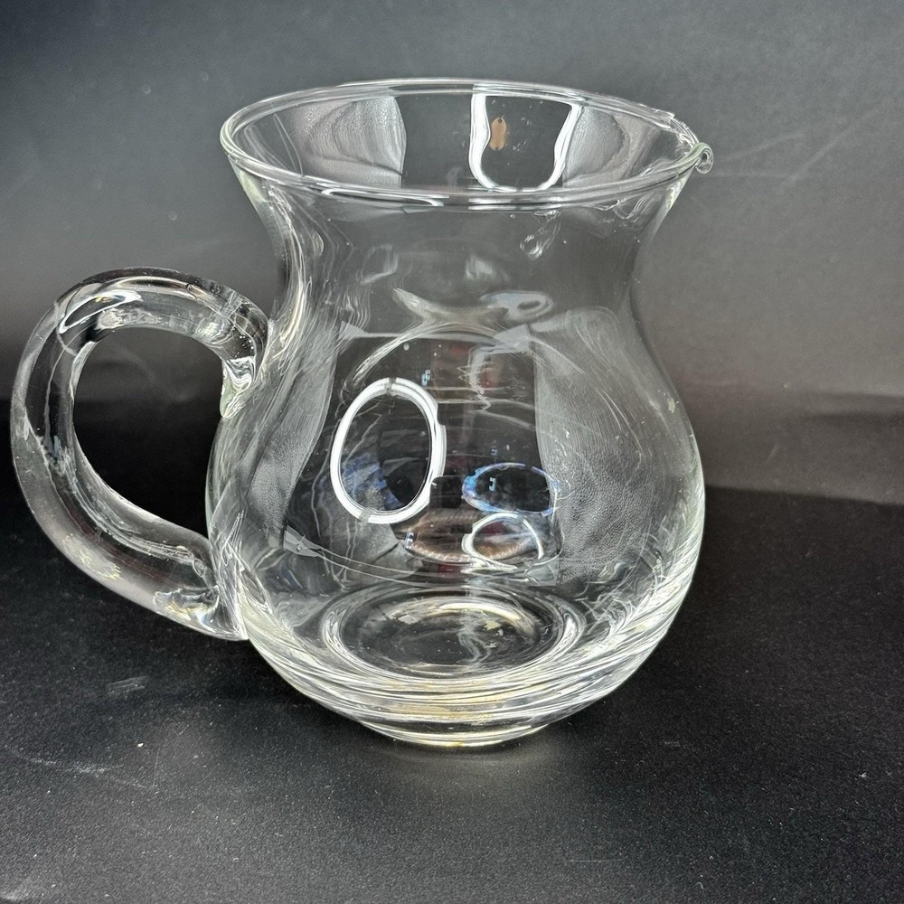 Small Blown Clear Glass Pitcher‎ Creamer Applied Handles